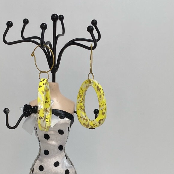 Unique Handmade Polymer Clay Dangle Hoop Earrings - Picture 2 of 13